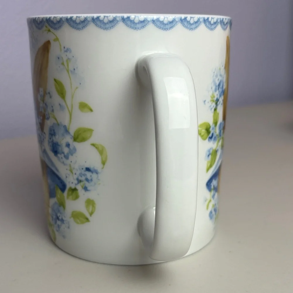 Giant Xl Floral Easter Bluebell Bunny XL Mug with Blue Hat Double Side Design